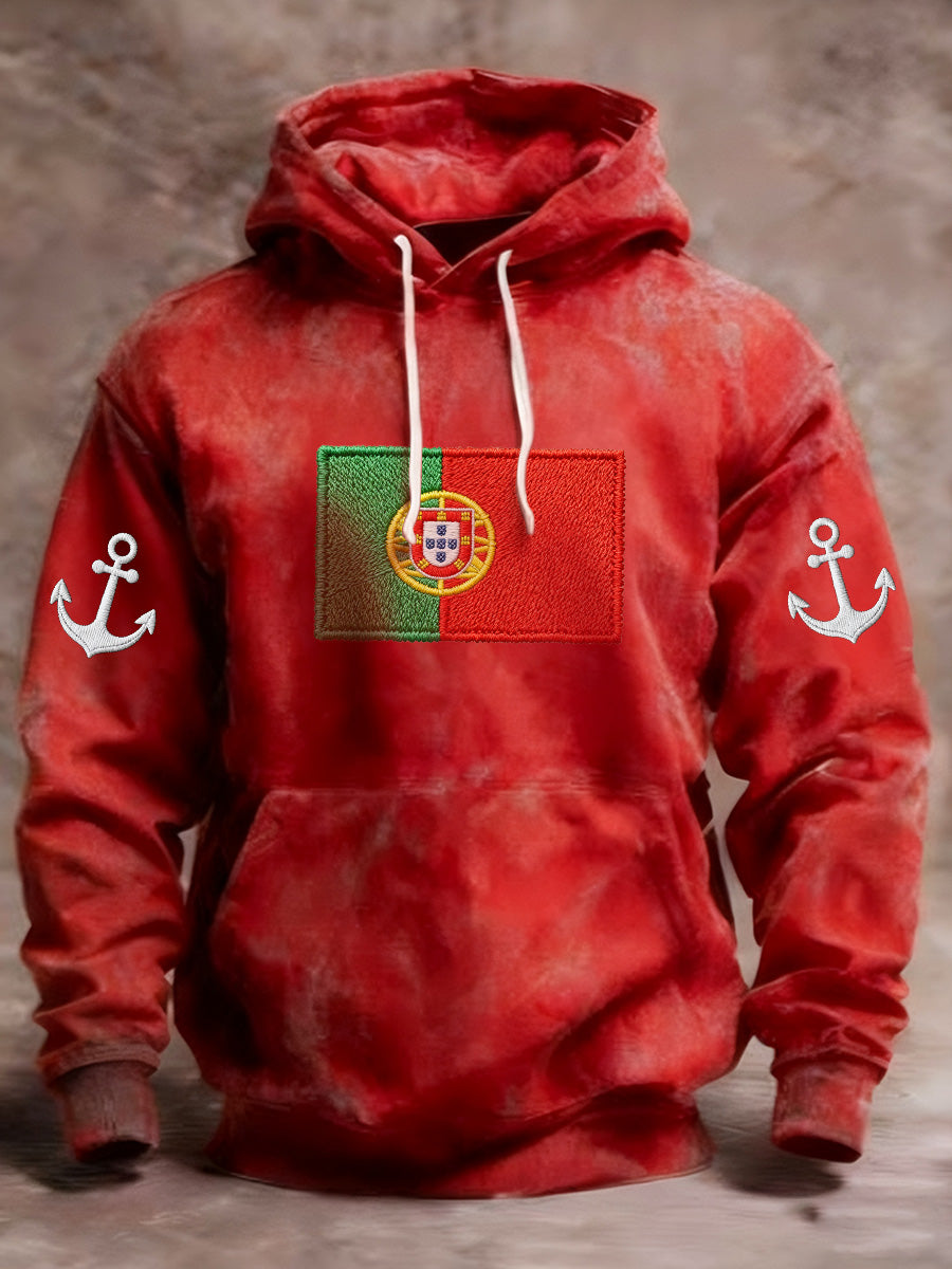 Мъжки португалски флаг печатен Casual суичър с качулка
