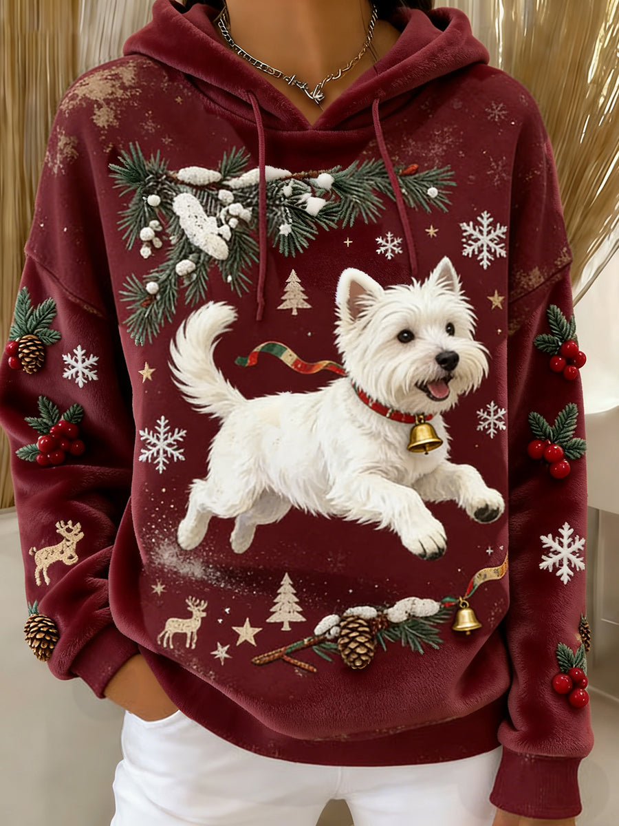 Ретро женски суитчер с капюшон от фланела с животински принт