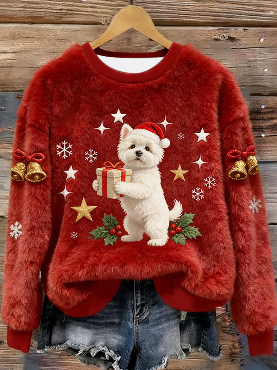 West Highland бял териер Westie Коледен фланелен суитшърт за жени