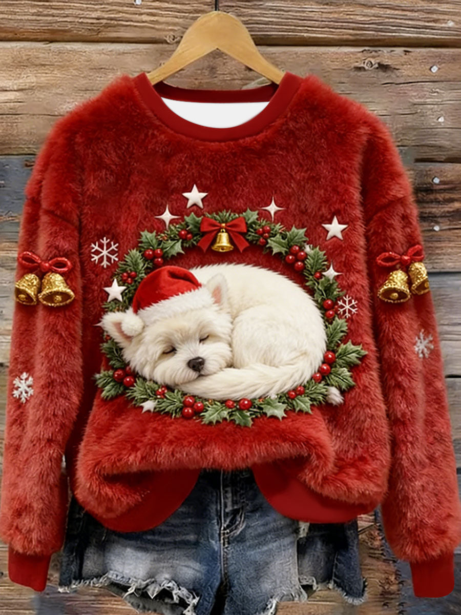 West Highland бял териер Westie Коледен фланелен худи за жени