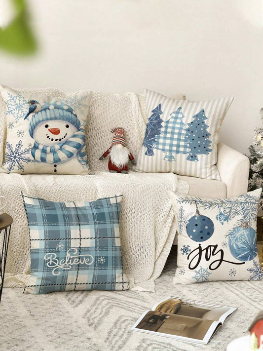 Винтидж Коледа Арт Принт Калъфки 4 Часа Включително Възглавници