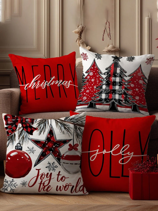 Винтидж Коледна Арте Принт Възглавници 4 Часа Възглавница Вмъквания Не Включени