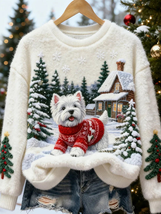 Ретро животински принт дамска фланелка за Коледа