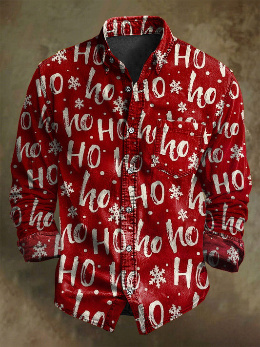 Резюме Коледа писмо снежинка печат Casual дълъг ръкав риза