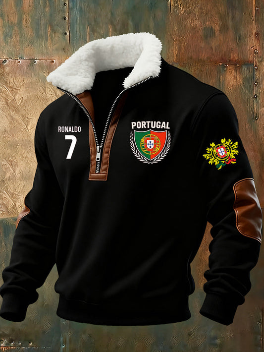 Мъжки суитшърт с печат на португалското знаме, с яка Stand-Up