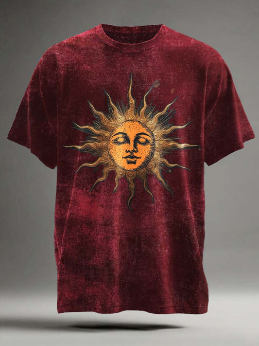 Сол Ретро Абстрактен Принт Къс Ръкав Casual Тениска