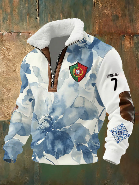 Мъжки пуловер с принт на португалския флаг