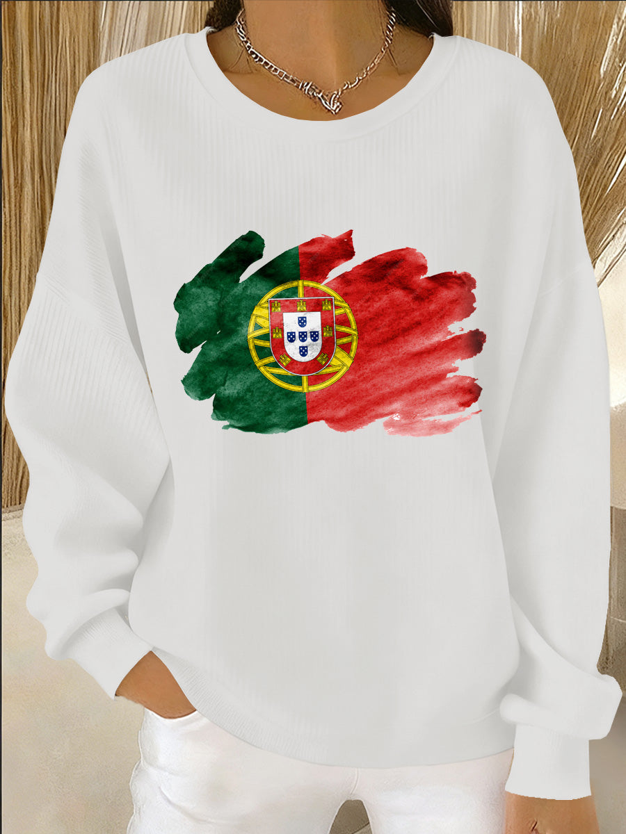 Печат на португалско изкуство Casual дамски блузон с дълъг ръкав