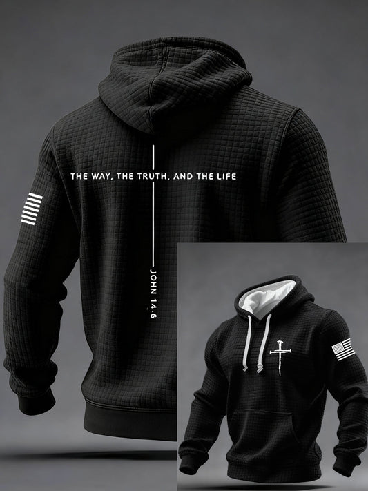 Исус от хората пътят истината животът Кръст шахматен памук Hoodie