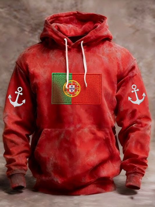 Мъжки португалски флаг печатен Casual суичър с качулка