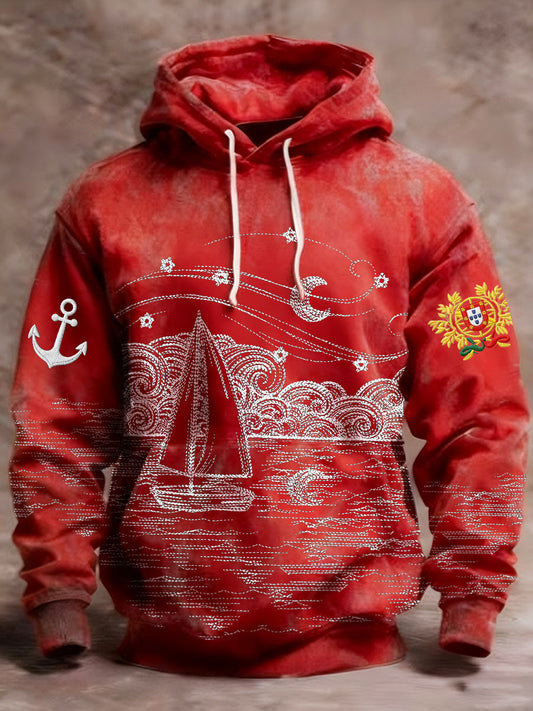 Мъжки суитшърт с качулка с печат на португалското знаме