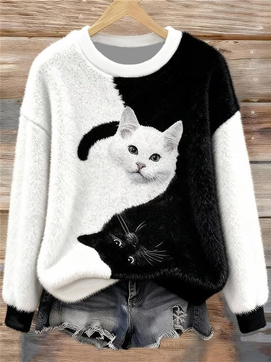 Смешни красиви котки на жените Фланелена Hoodie