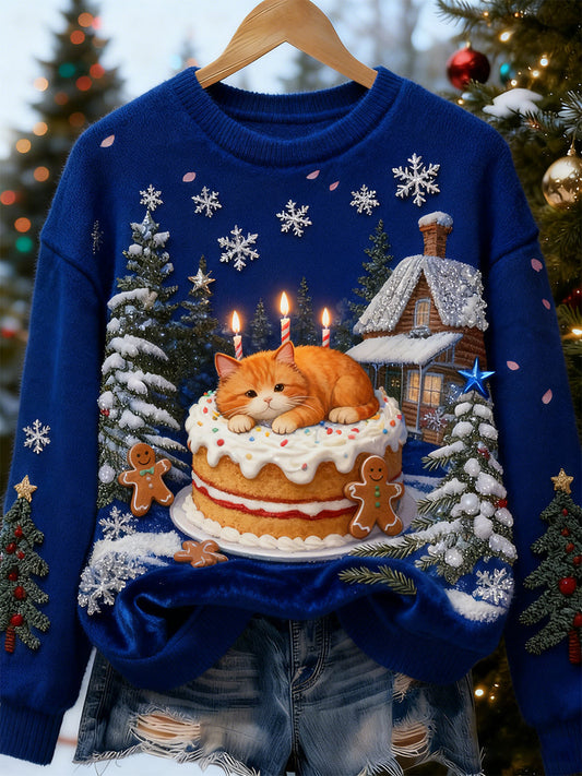 Ретро животински коледен арт дамска печатна фланела