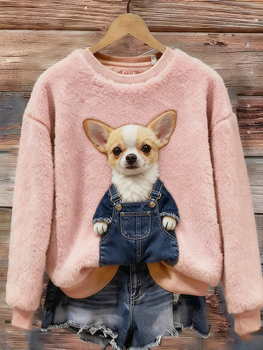 Ретро животинска коледна печатна дамска фланела Топ