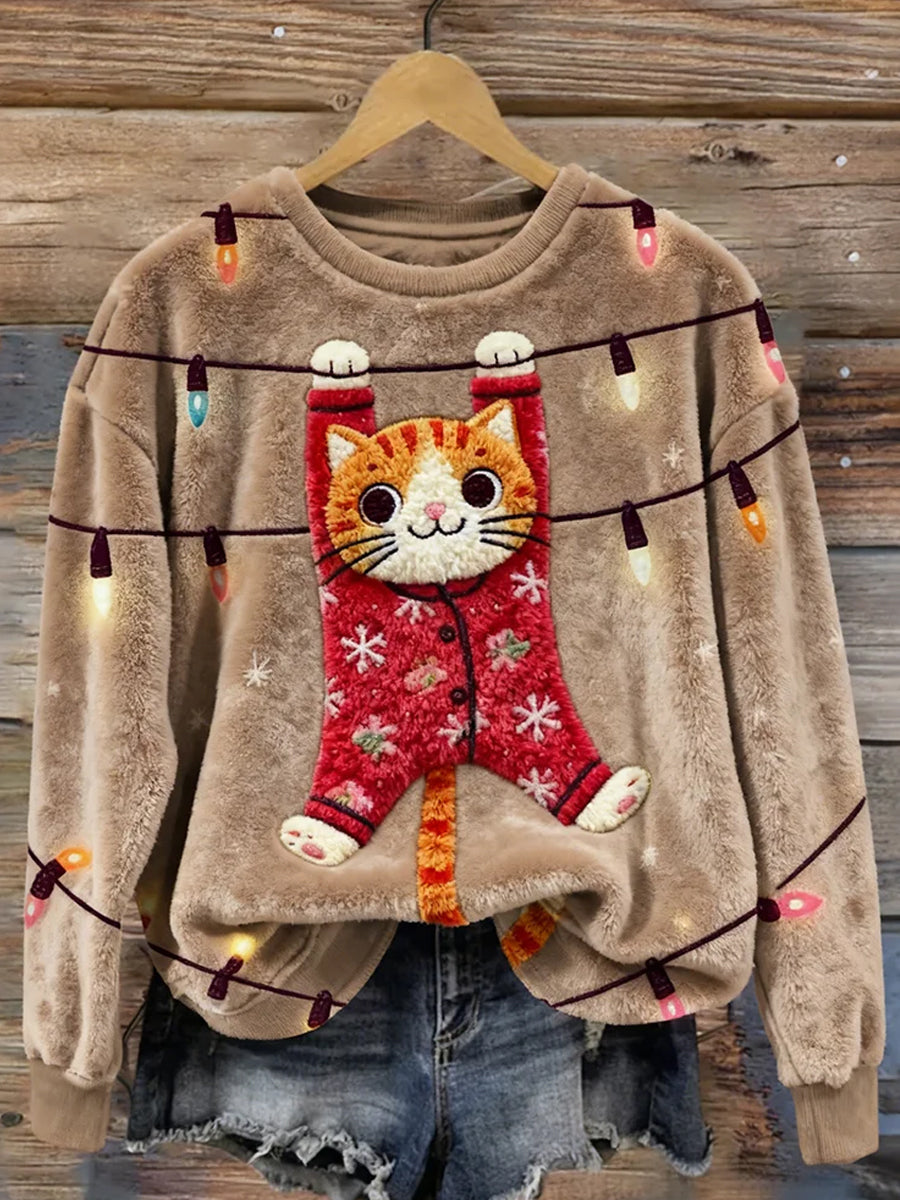 Ретро животински принт дамски коледен артефакт Casual фланелена блуза