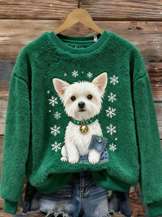 Ретро печат на животни удобен дамски фланелен топ