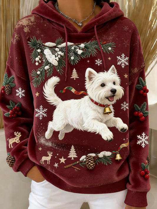 Ретро женски суитшърт с качулка от фланела с животински принт