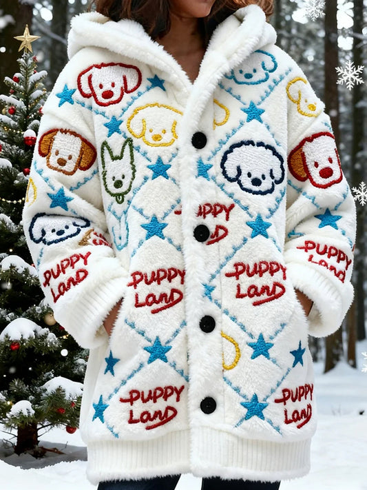 Ретро печат на животни удобна фланелена яке за жени