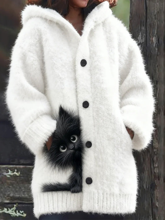 Ретро печат на животни удобна дамска фланелена якета