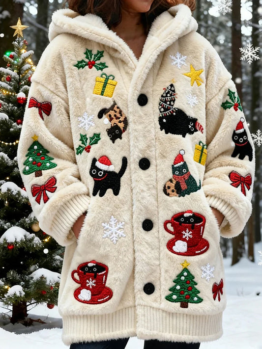 Ретро животински арт печат удобна дамска фланелена якета