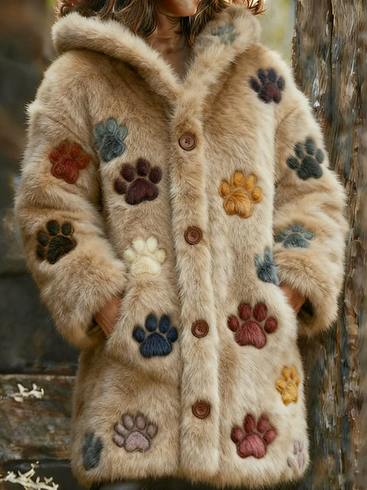 Ретро печатна животинска арта удобна фланелена якета за жени