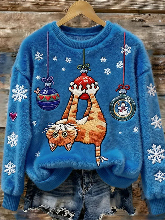 Ретро печат на животни удобен дамски фланелен топ