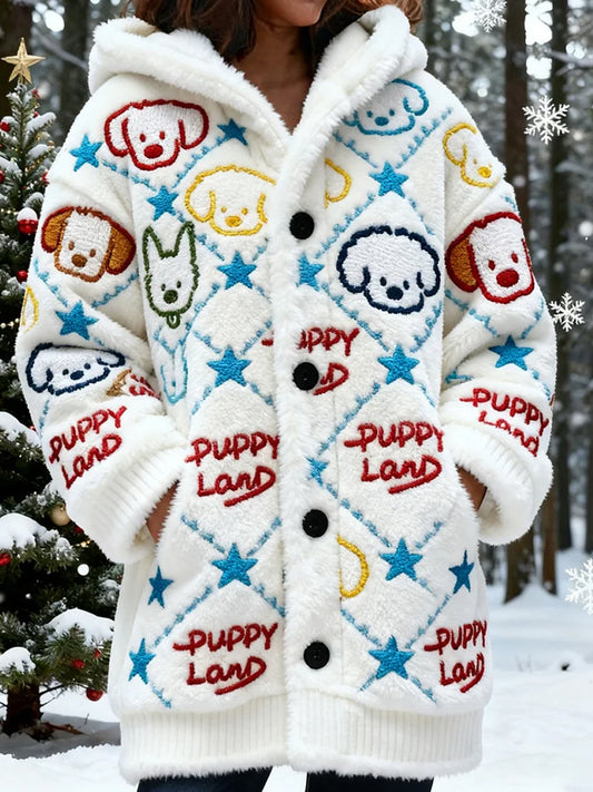 Ретро женски кардиган с животински принт от удобен фланел