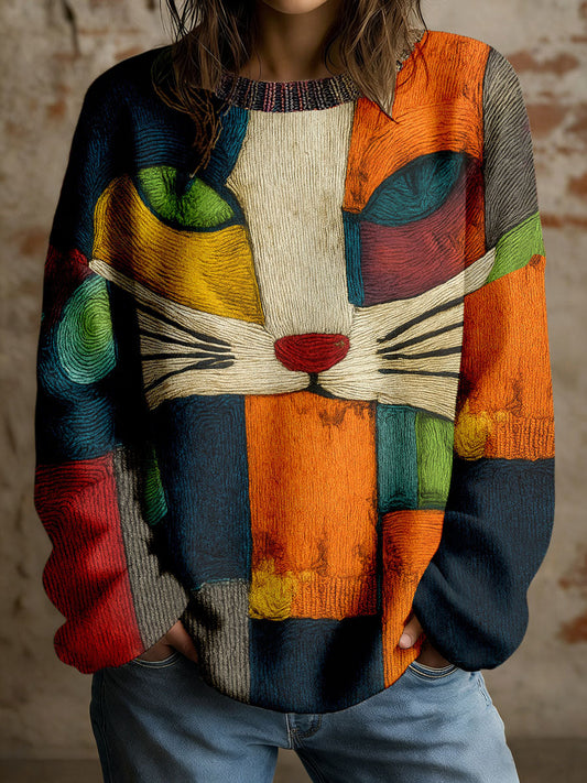 Геометрично изкуство котка печат Топове за жени