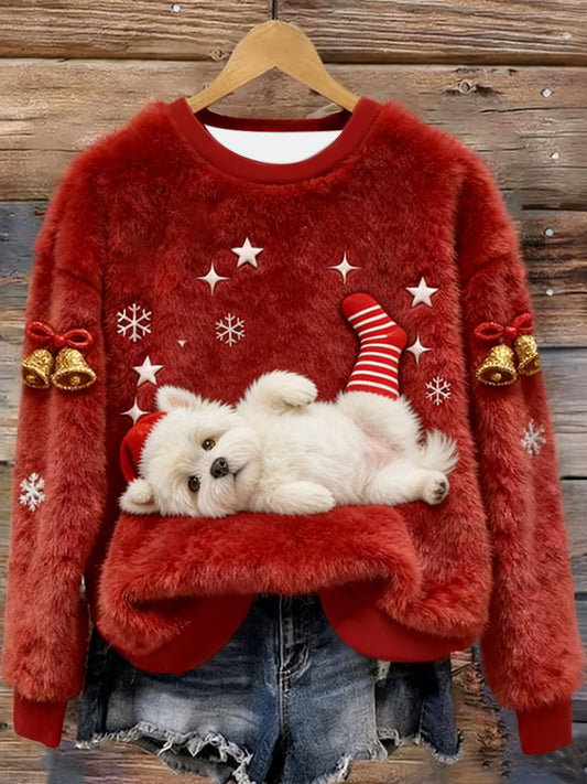 Западен хайленд бял териер Уестий Нова година фланелена худи за жени