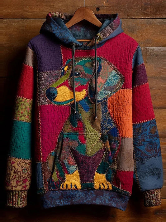 Ретро абстрактен арт принт на животни, удобен мъжки суитшърт