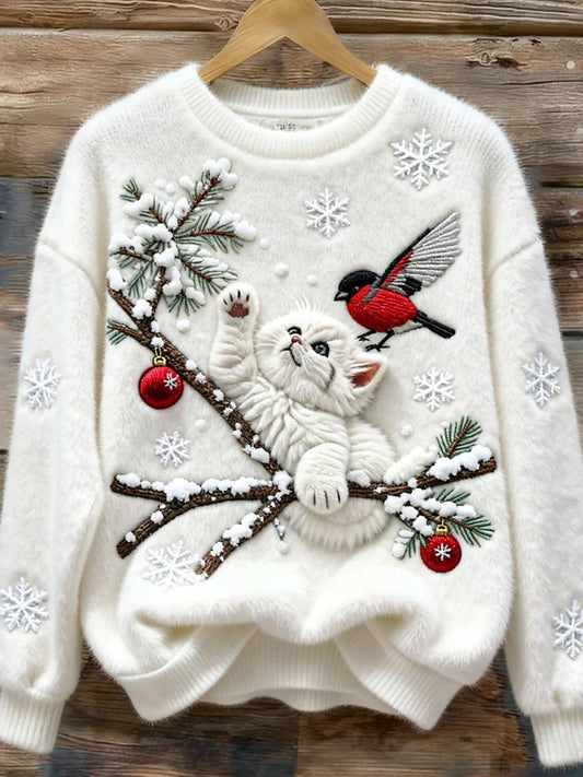 Ретро печат на животни комфортен фланелен топ за жени