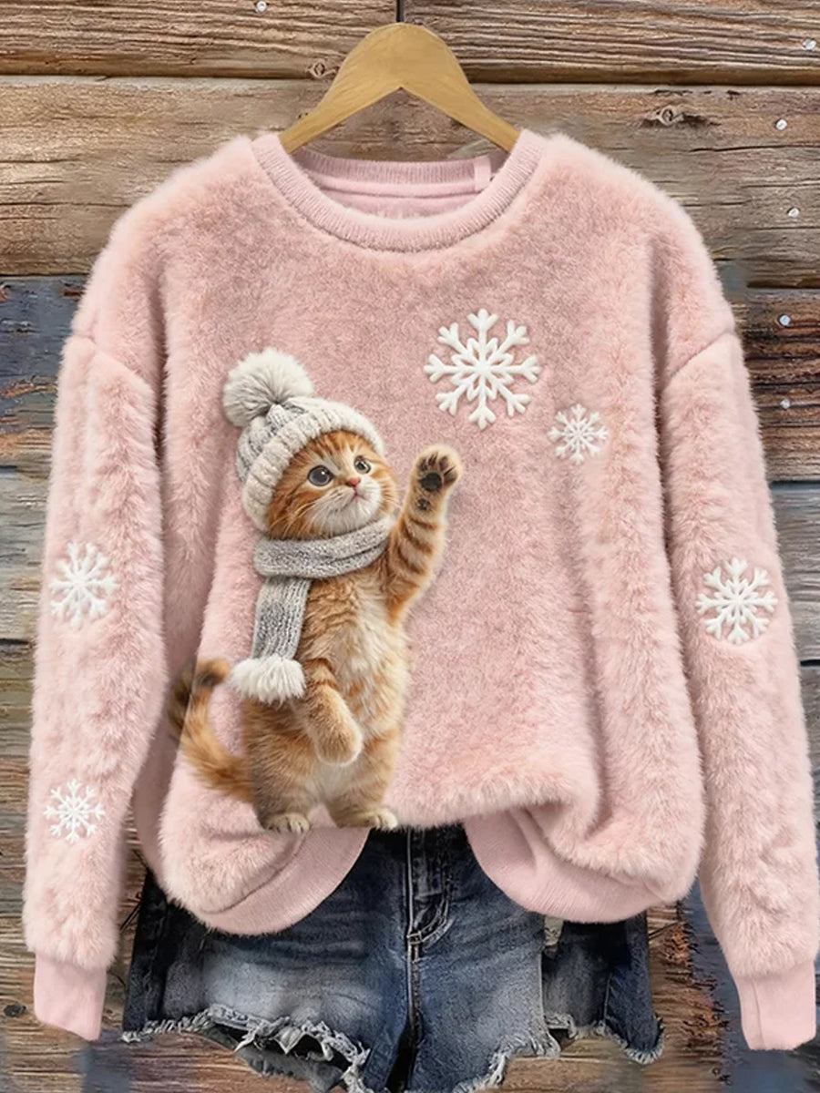 Ретро животински принт удобен дамски фланелен топ