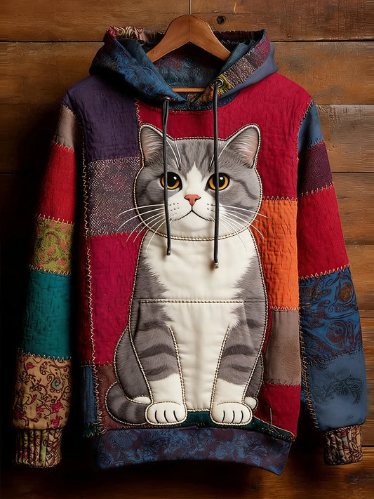 Ретро абстрактно животинско изкуство принт удобен мъжки суитшърт