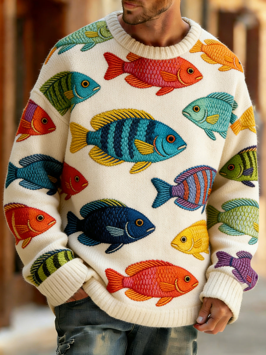 Ретро абстрактно животно арт принт удобен плетен топ за мъже