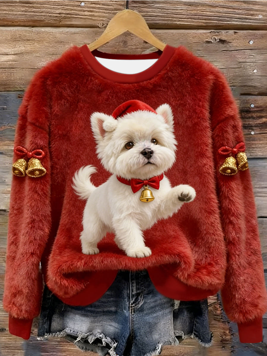West Highland бял териер Westie Коледен фланелен Hoodie за жени